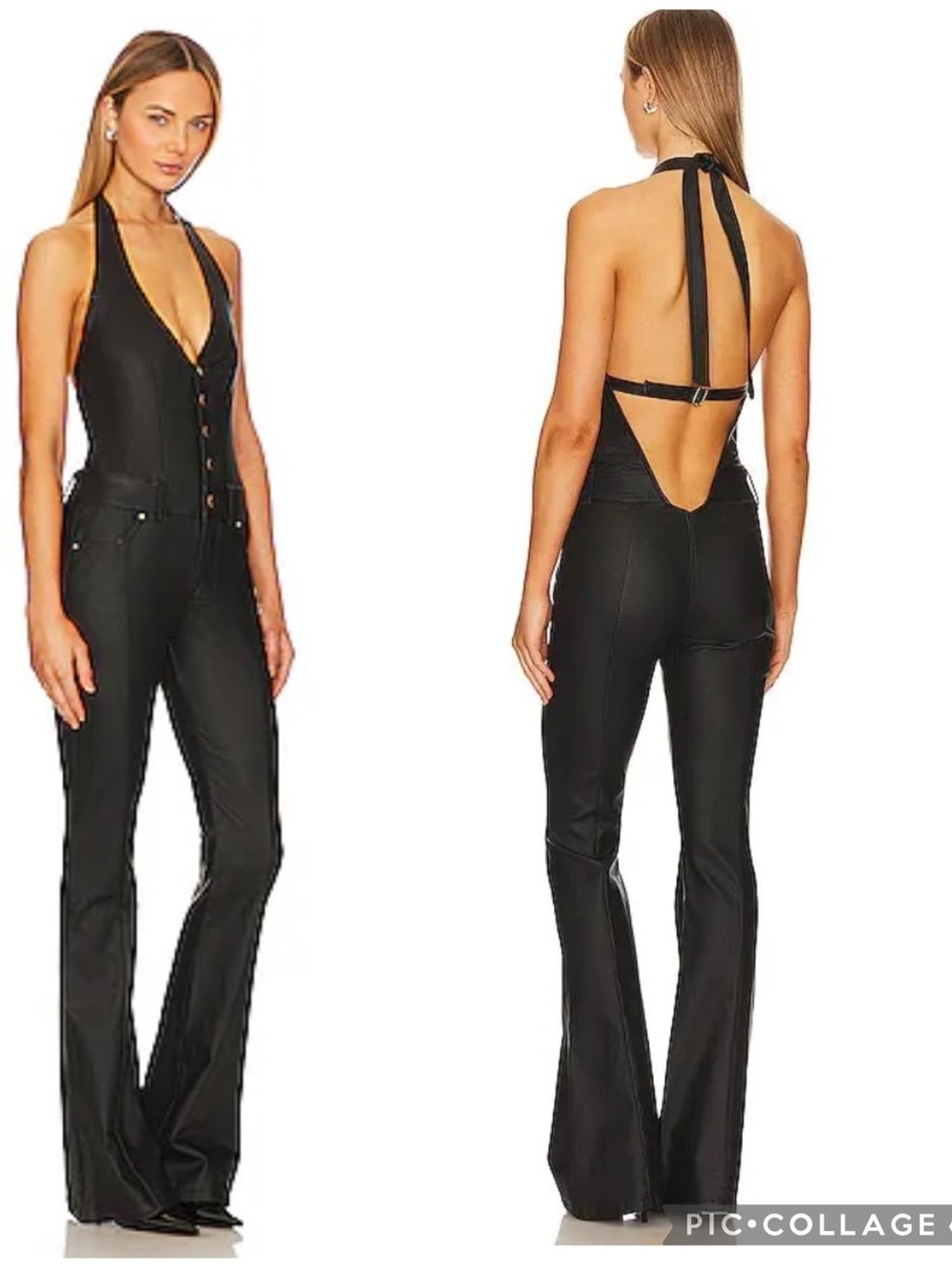 Retrofete Cynthia Jumpsuit in Coated Black